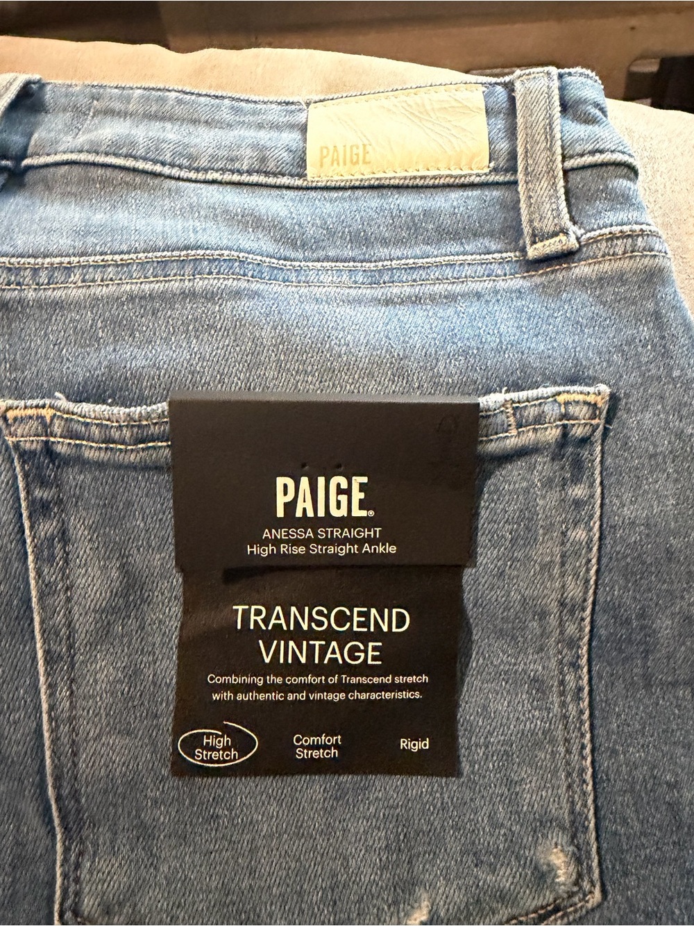 PAIGE ANESSA Straight Leg High-Rise Jeans - Light Denim Blue NWT